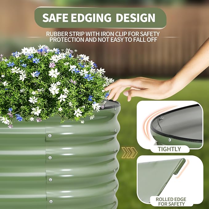 Galvanized Raised Garden Bed Outdoor- 2 Pcs Raised Beds for Gardening| Metal Planter Box, Steel Raised Garden Bed Kit with Gloves for Vegetables, Flower, Herbs (4x2x1.4FT, Green)
