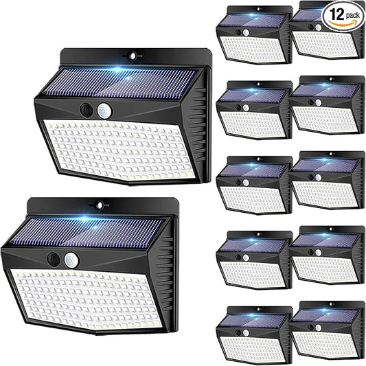 Solar Outdoor Lights, 12 Packs Solar Motion Sensor Security Lights with 3 Lighting Modes Solar Wall Lights Waterproof Solar Powered Lights for Garden Fence Yard