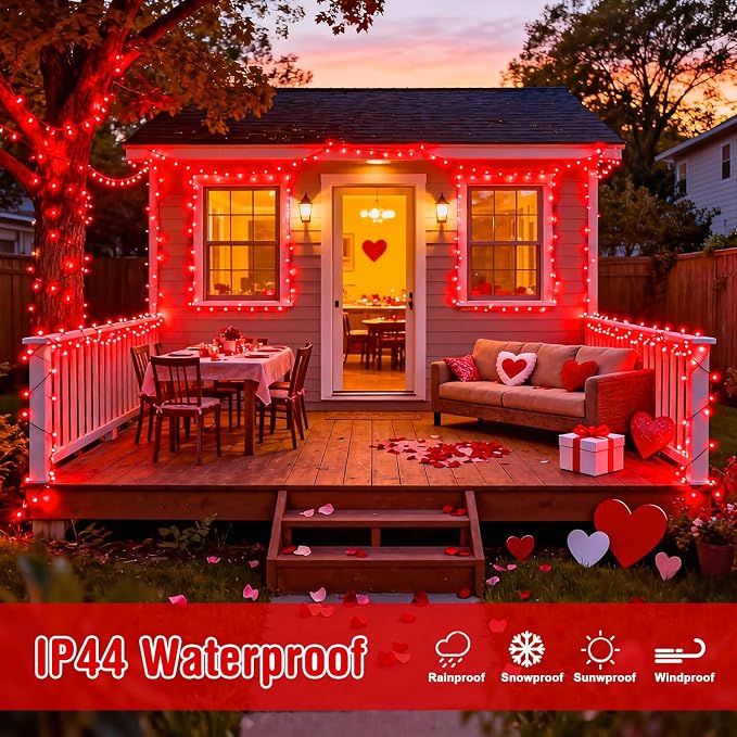 JMEXSUSS 2 Pack Solar Halloween Lights, Total 200LED Red String Lights | Outdoor Waterproof, 66FT 8 Modes Solar Christmas Lights for Outside Patio Christmas Tree Garden Yard Xmas Decorations