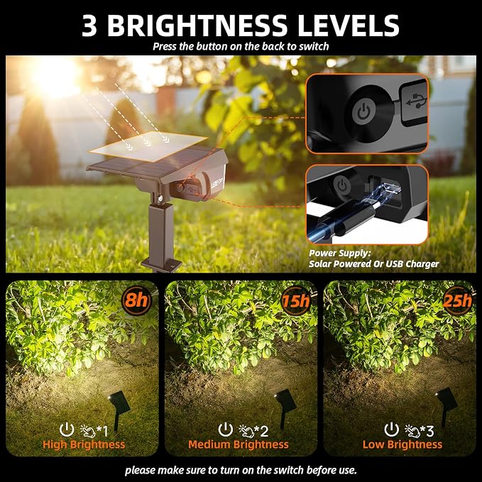 LEREKAM Solar Spot Lights Outdoor,40 LEDs Solar Outdoor Waterproof Landscape Lights with 3 Light Modes, Solar Powered Garden Yard Wall Lights Auto On,Off for Patio 8 Pack