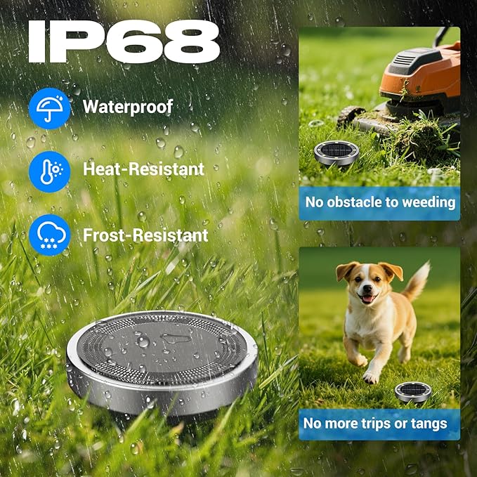 Peasur Mini Solar Ground Lights Outdoor, 4 Pack Flat Solar Powered Disc Lights, IP68 Waterproof, Anti-Rust, Landscape Lighting for Pathway Garden Yard Lawn Walkway Landscape Driveway, Cool White