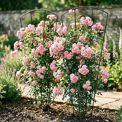 Thealyn 4 Pack 56" Metal Plant Trellis for Pots & Garden Beds, Rustproof Support for Indoor Outdoor Climbing Plants, Vines, Flowers, Fan Shaped, Black
