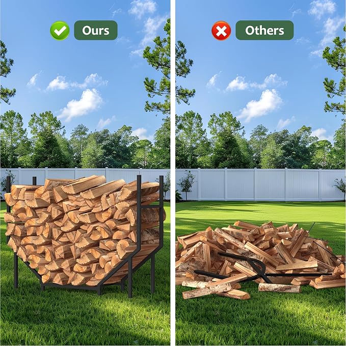 CADUKE 3.2ft Firewood Rack Indoor, Log Holder with 500 LBS Capacity for Fireplace & Backyard Fire Pit, Heavy Duty Metal Wood Racks Outdoor for Firewood