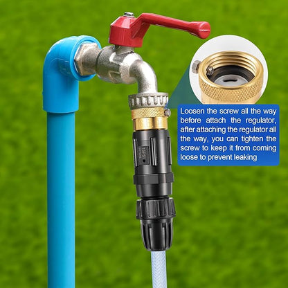 Feekoon 2 Set 15 PSI Drip Irrigation Faucet Adapter Kit 1/2'' Tubing to 3/4'' Faucet Water Pressure Regulator Backflow Preventer with Filter, Drip Irrigation System Parts