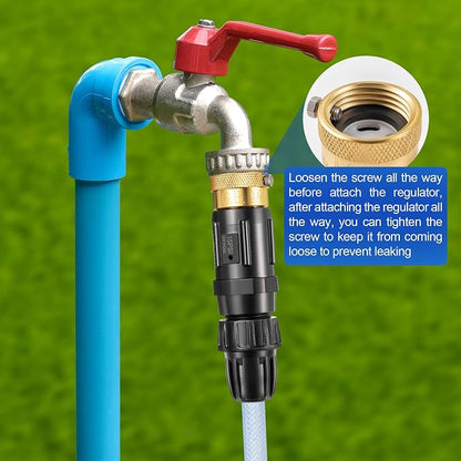 Feekoon 4 Set 15 PSI Drip Irrigation Faucet Adapter Kit 1/2'' Tubing to 3/4'' Faucet Water Pressure Regulator Backflow Preventer with Filter, Drip Irrigation System Parts