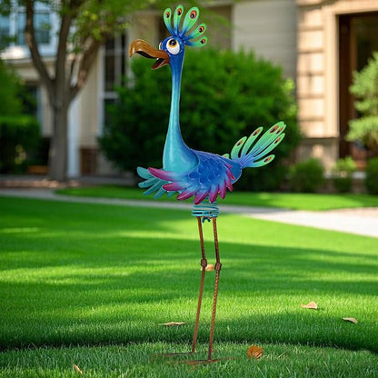 Natelf Metal Outdoor Peacock Statue Bird Decor 26in Tall | Large Garden Standing Sculpture, For Yard Patio Porch Home, For Women Mom Grandma