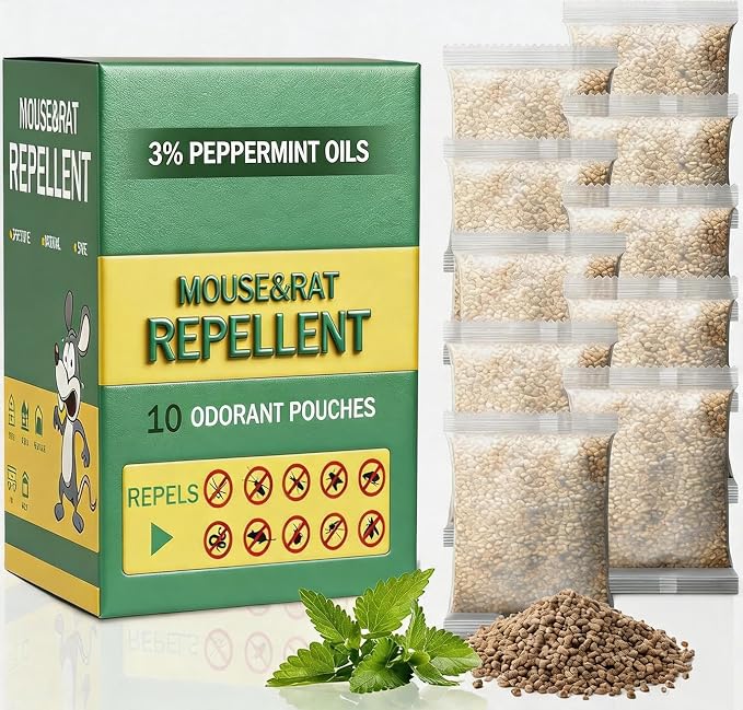 Mole Repellent Pouches for Yard Outdoorto Mouse Repellent Pouches 10Pack Squirrel Repellent Pouches Groundhogs Repellant Outdoor Nature Mouse Deterrent for Indoor Outdoor Use, for Garden & Home