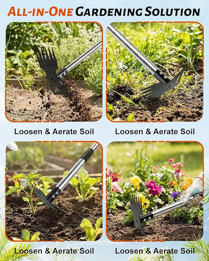 Weed Puller Tool with 70" Long Handle, Heavy Duty 2-in-1 Weeder & Garden Hoe, Uprooting Tool for Lawn, Yard, Patio & Garden, Hand Weed Rake for Efficient Gardening (70 inch)