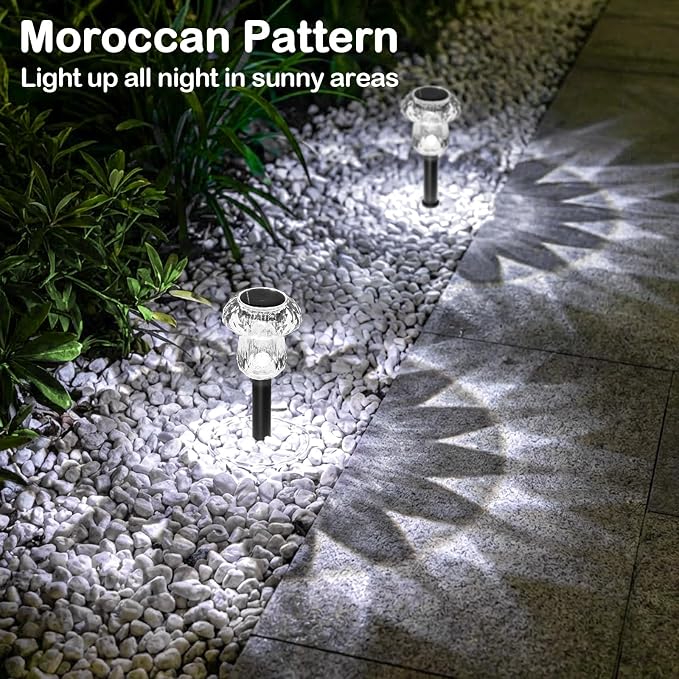 Solar Pathway Lights Outdoor 8 Pack Mushroom Garden Lights Waterproof Solar Powered Yard Lighting for Landscape, Driveway, Path, Walkway, Patio, Outside Garden Decorations, 6000K Cold White