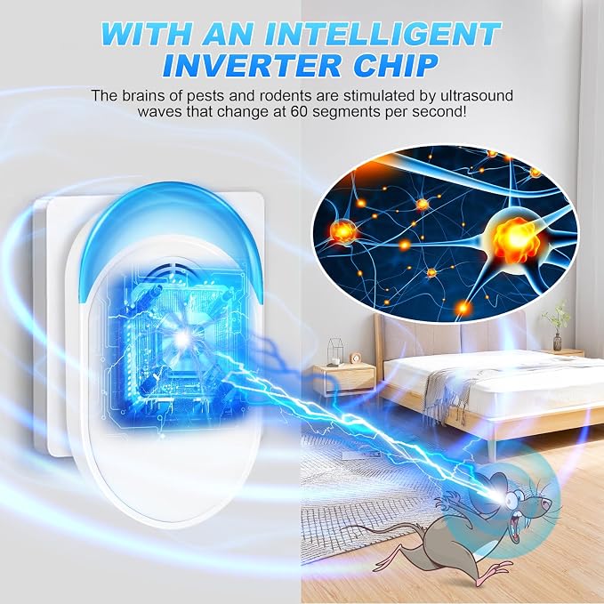 2026 Upgraded Version Ultrasonic Repeller 6 Packs, Indoor Ultrasonic Repellent Insect Defense for Bugs for Roach, Bugs,Pest,Rodent, Mouse, Ant, Mosquito, Mice, Spider, Electronic Plug in Pest Control