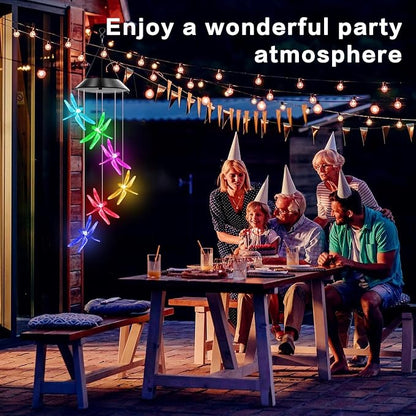 Dragonfly Solar Wind Chimes Outdoor, Color Changing Solar Lights, | Gifts for Mom Grandma, Waterproof Decorative Mobile Light, Gardening Gift for Garden,Patio, Window, Yard, Outdoor Decor