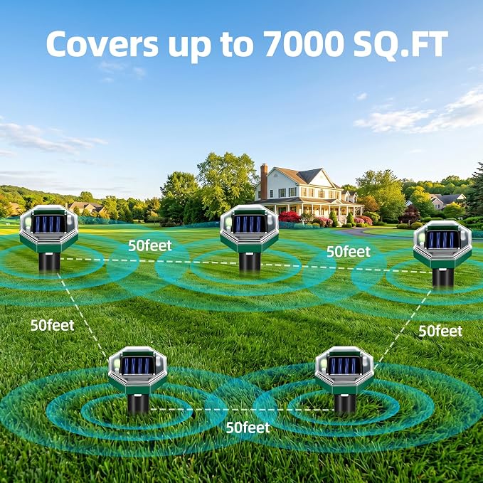 2026 Mole Repellent Solar Powered, Ultrasonic Gopher Vole Repeller for Yard, Mole Stakes Deterrent for Vole Groundhog Chipmunk Snake, Rodent Repeller Outdoor for Lawns Gardens Farms (8 Pack)