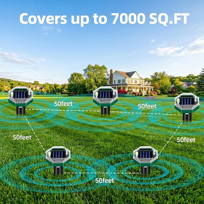 2026 Mole Repellent Solar Powered, Ultrasonic Gopher Vole Repeller for Yard, Mole Stakes Deterrent for Vole Groundhog Chipmunk Snake, Rodent Repeller Outdoor for Lawns Gardens Farms (8 Pack)