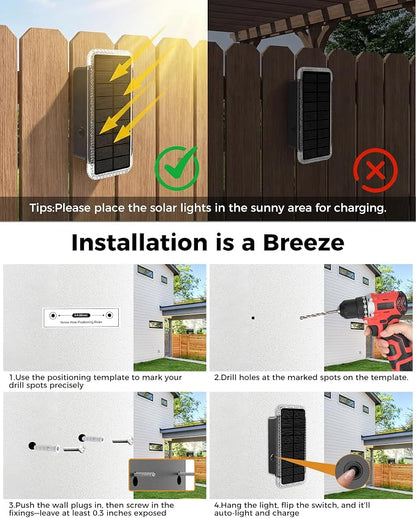 vighep Solar Fence Lights Outdoor 8 Pack, 5CCT(3000K-6000K) Up and Down Solar Wall Lights, IP65 Waterproof Dusk to Dawn Fence Lights Solar Powered for Patio, Porch, Backyard, Garage, Wall Decor