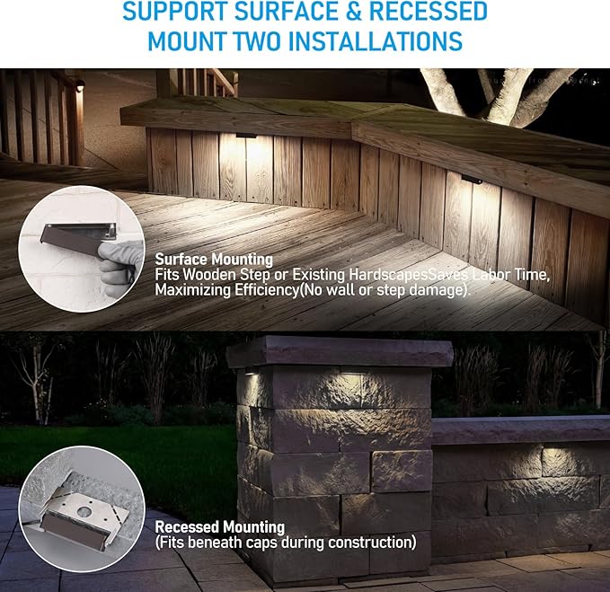 LEONLITE 4-Pack 4 Inch LED Hardscape Lighting, 1W/2W/3W, 5000K Daylight | Update Dimmable Retaining Wall Lights, Low Voltage Landscape Lighting, 12-24V AC/DC Paver Light, Outdoor Step Lights, ETL