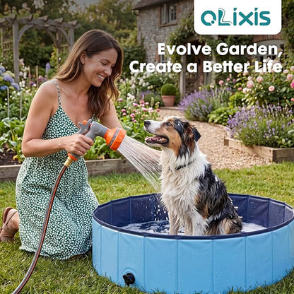 OLIXIS Automatic Retractable Garden Hose Reel, Heavy Duty Wall Mounted Water Reel with 1/2 in x 130 ft Hose, 9 Pattern Nozzle, Slow Rewind Any Length Lock, 180° Swivel for Garage Outside