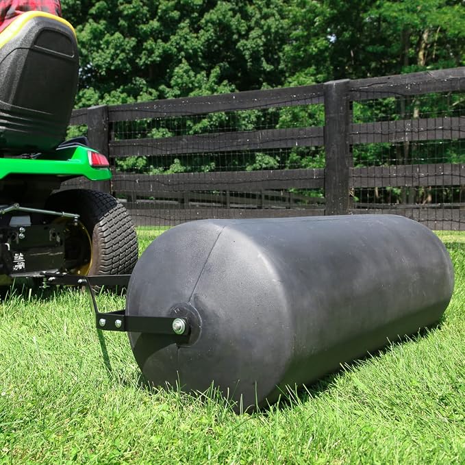 Brinly 485 lb. Tow Behind Poly Lawn Roller with Easy Turn Plug, 18 by 48"