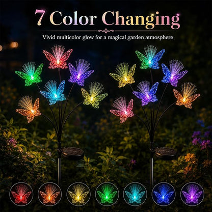 JJGoo 2 Pack Solar Garden Lights, Solar Butterfly Swaying Light for Outside, New Upgraded Outdoor Waterproof Light for Garden Patio Yard Front Porch Decor