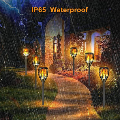 96 LED Solar Torch Lights 43" Waterproof Flickering Flame Lights | Realistic flickering flame, auto dusk-to-dawn, tool-free stake mount, all-weather durable, for garden patio lawn parties