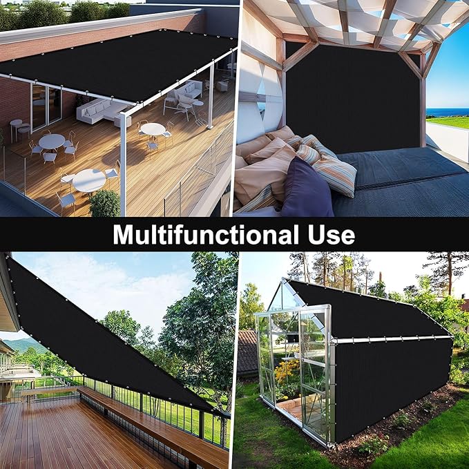 Artpuch 90% Sun Shade Cloth, 4 x 12 FT Pergola Shade Cover Canopy with Grommets, Sun Screen Fabric Tarp for Patio, Outdoor, Garden, Backyard, Black