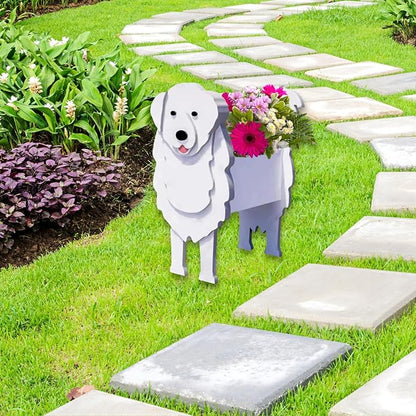 Great Pyrenees Dog Planter Pots, 9.45 x 6.02 x 13.39 Inches | Dog Flower Pot, Cute Animal Shaped Plant Pot, Gifts for Women & Pet Lovers, Indoor Outdoor Garden Home Office Decor