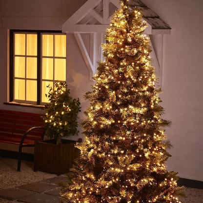Dazzle Bright Warm White Christmas String Lights, 82ft 1000 LED Waterproof Green Wire Fairy Lights with 8 Modes, Outdoor Lights for Xmas Tree Holiday Wedding Party Christmas Decorations