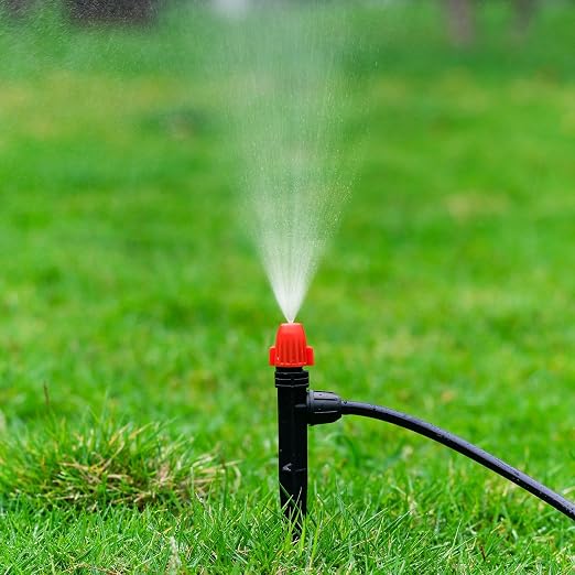 360° Adjustable Drip Spray Emitters for 1/4" Tubing, 30pcs | Drip Sprinkler Heads for Lock Barb Parts, with Stake, Drip Irrigation System