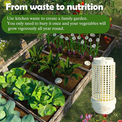 Underground Worm Farm, Garden Mini vermicomposting bin for use in Outdoor Gardening from Kitchen Food Waste, with Holes and lid, White (11.81x4.3x4.3IN)