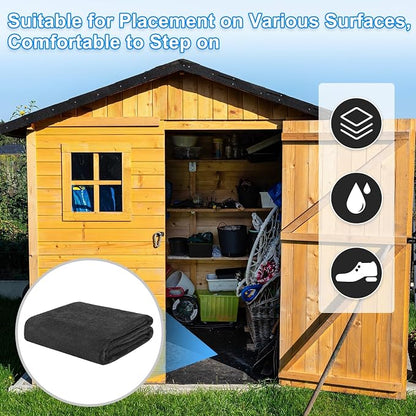 M METERXITY 3 mm Thickened Outdoor Storage Shed Mat, 4.9x9.2 ft Waterproof Shed Flooring Mat for Patio Furniture Floor Protecting from Wear/Liquid/Dust/Oil, Non-Slip Felt Rubber Rug Pad [Grey]