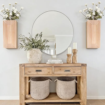 Wooden Wall Planter Vase,2 Pack Natural Wood Hanging Planter for Indoor Fake Plants Modern Boho Farmhouse Wall Art Decor for Home Kitchen Modern Farmhouse Bathroom Living Room Dining Room