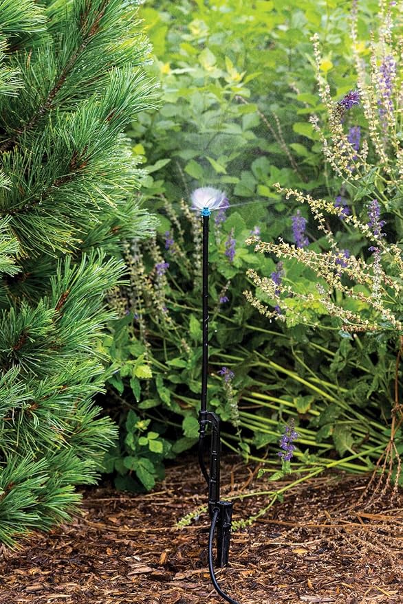 Rain Bird MSFHSTKX Drip Irrigation Close Coverage Fan Spray on Riser Stake, 180° Half Circle Pattern, 4' Spray Distance