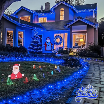 JMEXSUSS 600 LED Solar Christmas Lights, 206.7 ft Blue Solar Lights | Christmas Lights Outdoor Waterproof, 8 Modes Solar String Lights for Yard Patio Tree Garden Party Bushes Xmas Decorations