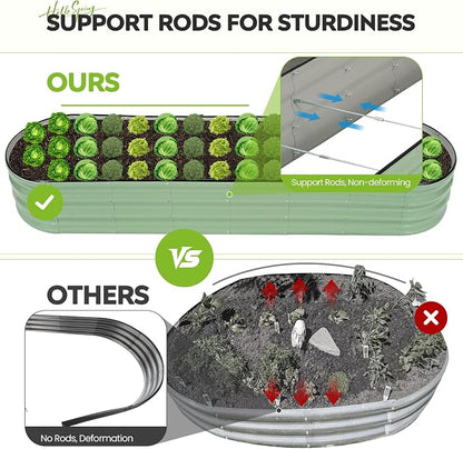 Galvanized Raised Garden Bed 2 Pack, 8x2x1ft Oval Metal Planter Box Outdoor with Support Rods & Corner Protection, Planter Beds for Vegetables, Fruits, Flowers (AvocadoGreen)