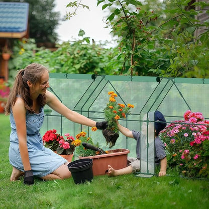 Mini Greenhouse for Outdoor,Portable Small Tunnel Greenhouses for Outdoors with Roll up Zipper Door for Protecting Plant (PE, 95" x 36" x 36")
