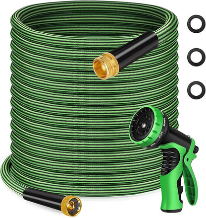Garden Hose 100FT Non-Expandable Water Hose Flexible Kink-Free Lightweight Leak-Proof Sturdy Outdoor Hose Water Pipe for Garden Yard Lawn Camper 3/4 Inch Fittings with Spray Nozzle
