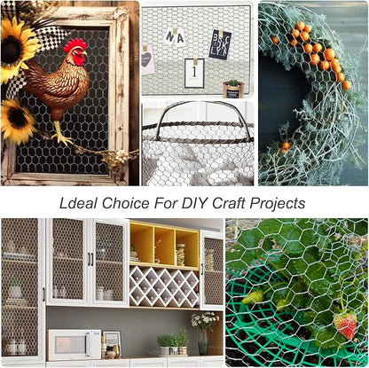 Chicken Wire Fencing, 16.5 x 138 Inch Chicken Wire Mesh Roll for Garden Plants, 1 Inch Mesh Hexagonal Galvanized Metal Poultry Wire Netting for Chicken Coop Rabbit Dogs Barrier