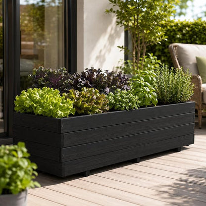 Fir Wood Raised Garden Bed Rectangular Planter for Outdoor Tomato Planter | For Herbs & Flowers Garden Includes Fabric Planter Liner, 4 Drainage Holes