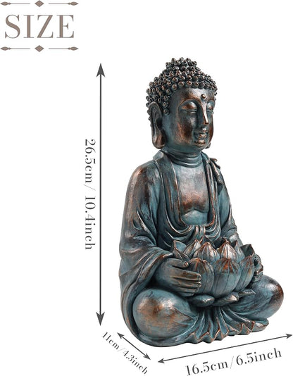TERESA'S COLLECTIONS Meditating Buddha Statue for Garden Decor with Outdoor Solar Lights, Large Resin Outdoor Decor Garden Statue Sculpture for Home Lawn Yard Decor Gifts for Mom, 10.4''