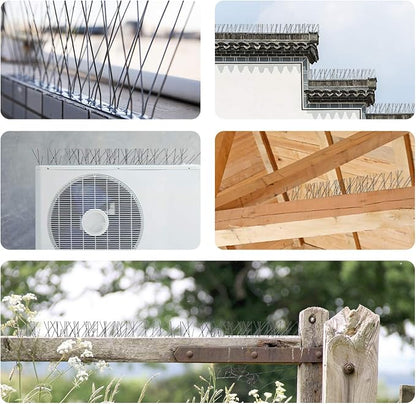 OFFO Bird Spikes with Stainless Steel Base, Durable Bird Spikes Arrow Pigeon Spikes Fence Kit for Keeping Small Bird, Crows and Woodpeckers Away, Covers 17 Feet(5.2m)