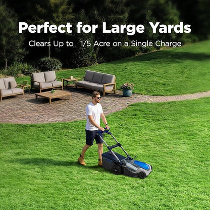 21" Cordless Lawn Mower, 40V Lightweight Push Mower with 2×4.0Ah Battery & Charger, Lawn Care, Backyard Maintenance