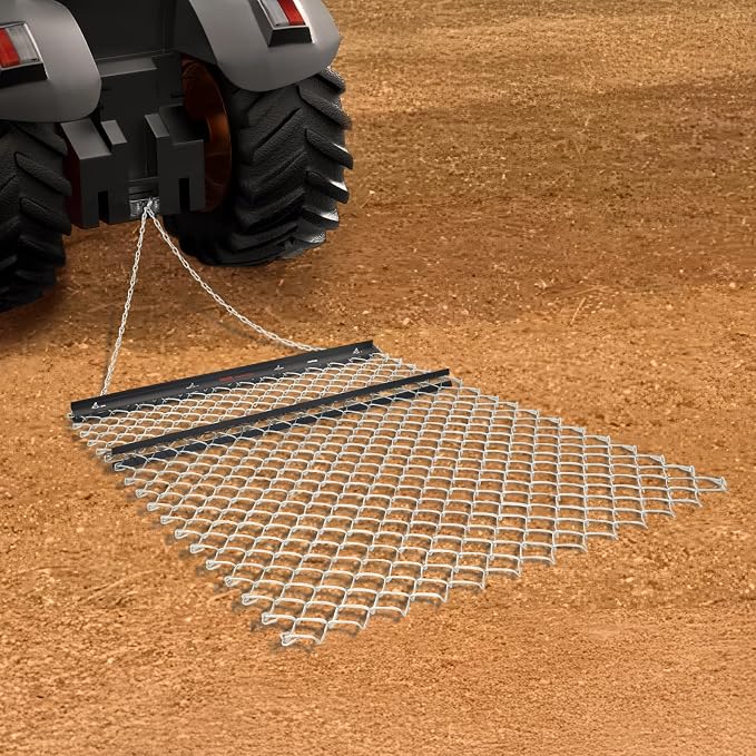 VEVOR Drag Harrow, 4 x 5 ft Chain Harrow - Made from Q235 Steel, UTV Tractor Attachments for Landscape Leveling or Sod Prepping, Durable Harrow Rake for Gravel Driveway, Farm Field Garden Black