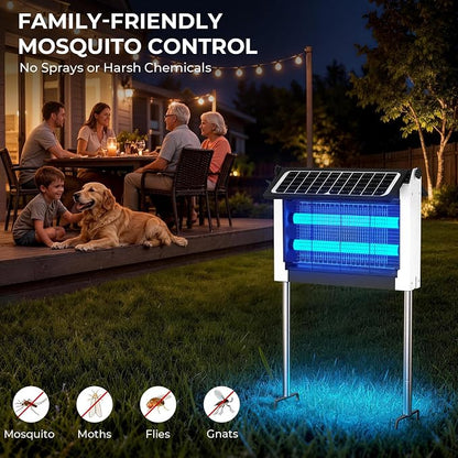 Solar Bug Zapper, 4500V Mosquito Zapper Outdoor Waterproof with Dual Solar Panel, USB Rechargeable Mosquito Killer, Cordless Fly Insect Zapper Waterproof for Patio Yard Garden Home Camping