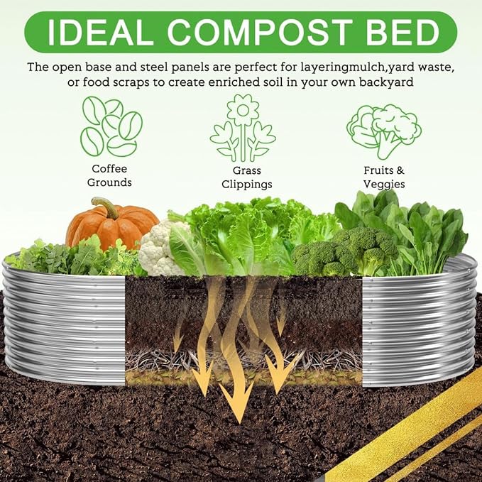 2 Pack Tall 8x4FT Corrugated Galvanized Steel Raised Garden Bed Outdoor, Oval Raised Beds for Gardening, Metal Above Ground Garden Bed for Vegetables and Flowers