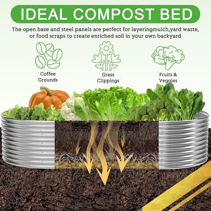 2 Pack Tall 8x4FT Corrugated Galvanized Steel Raised Garden Bed Outdoor, Oval Raised Beds for Gardening, Metal Above Ground Garden Bed for Vegetables and Flowers