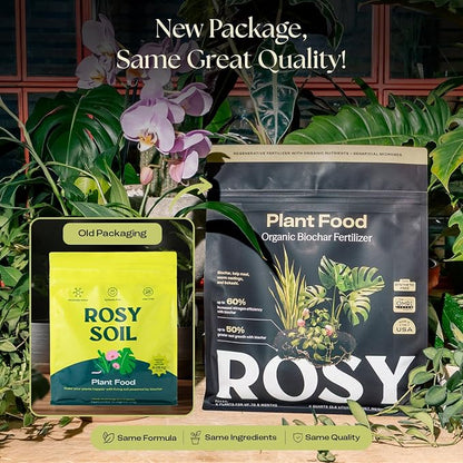 Rosy Soil Plant Food, Organic Fertilizer for Indoor Plants, 4 Quarts | Microbially Active Organic Indoor Plant Food, with Biochar, Kelp, Worm Castings, For Houseplants, Herbs & Flowers
