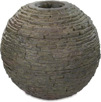 Aquascape Stacked Slate Sphere Fountain, 24 Inch Diameter 61 cm, Lightweight Fiber-Resin Composite Decorative Water Feature, Includes Tubing for Easy Setup, 78287