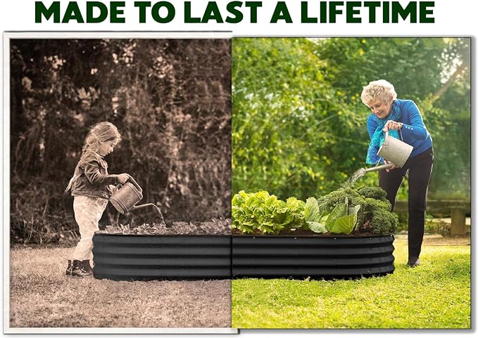Plant & Plot Galvanized Raised Garden Beds Outdoor // 8×2×1 ft Planter Raised Beds for Gardening, Vegetables, Flowers // Large Metal Garden Box (Black) // Patented Tool-Free Design