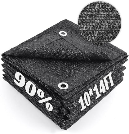 Cool Area 90% Sun Shade Cloth Mesh Tarp with Grommets for Plant Cover 10x14ft Patio Canopy Garden Pergola Greenhouse Car Barn Kennel Black