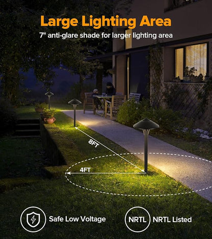 LUTEC 12V Low Voltage Pathway Lights, Die-cast Aluminum Pathway Lights with Connectors，IP65 Waterproof Outdoor Landscape Lighting, 3W 240LM Warm White 3000K for Path, Yard, Garden, 2 Pack