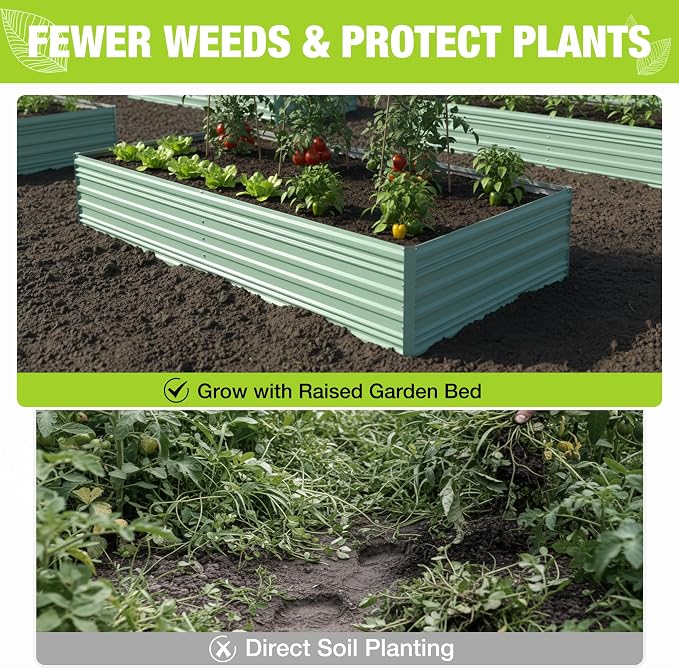 WORKPRO 7.5x4x2ft Outdoor Galvanized Raised Garden Bed, Rust-Resistant Planter Raised Beds for Vegetable, Flowers, Herbs, Light Green